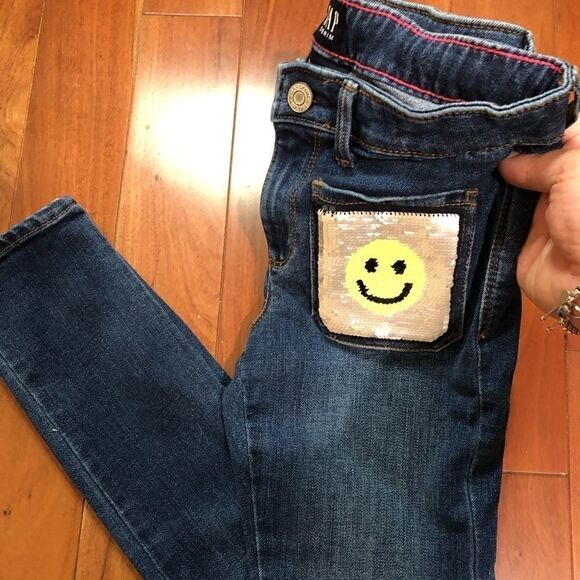Gap Girls Denim Hi/Bye Flip Sequin Front Pockets Skinny Jean - Picture 7 of 15